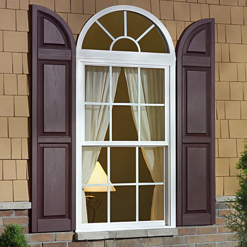 Mastic 15" Raised Panel Shutter Quarter Round Arch Top